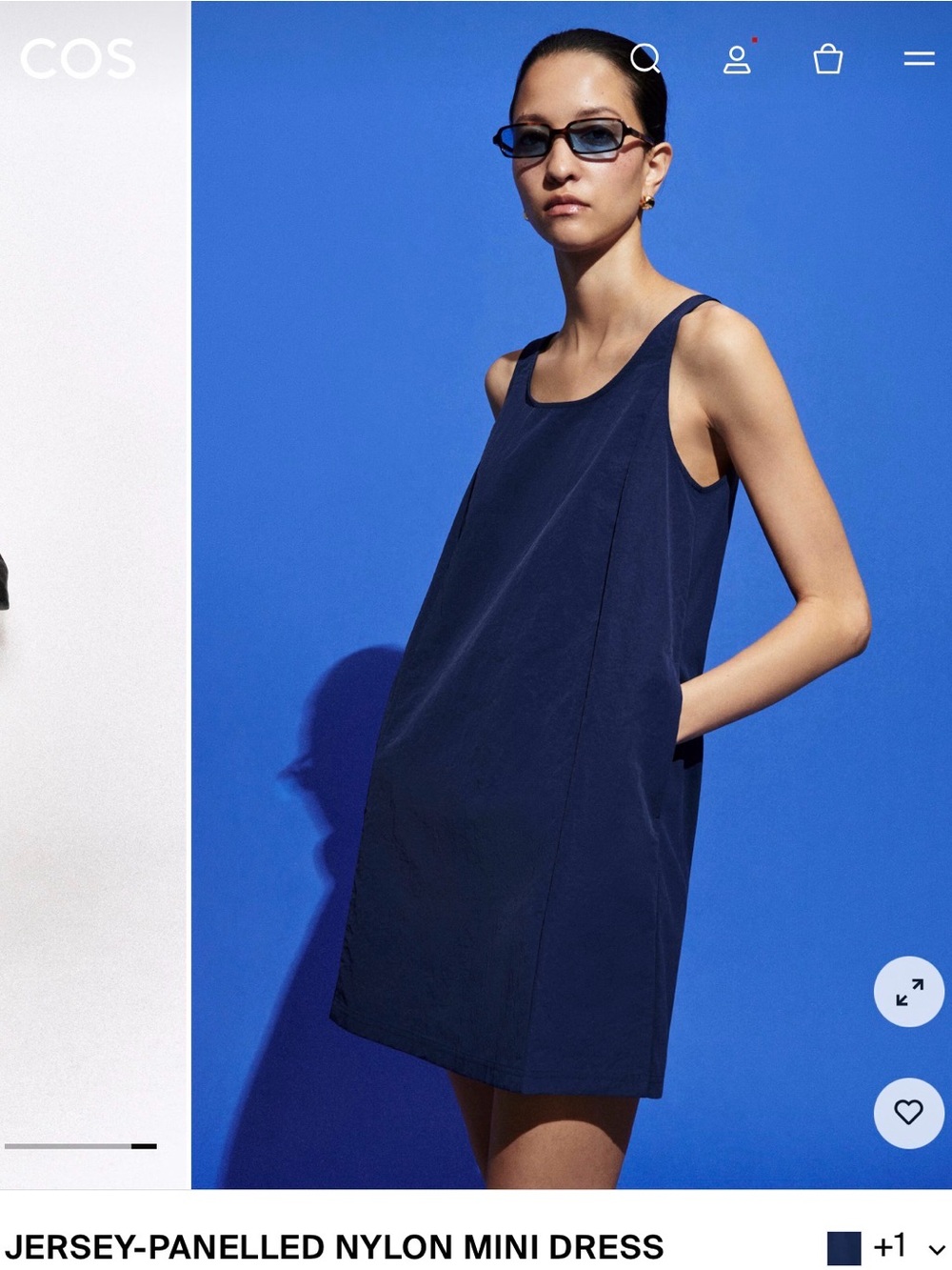 COS Navy Sleeveless Jersey-Panel Mini Dress